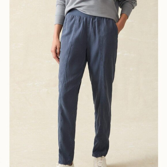 Faherty Arlie Pant Navy Blue Tapered Lyocell Linen & Cotton - M - Picture 1 of 9
